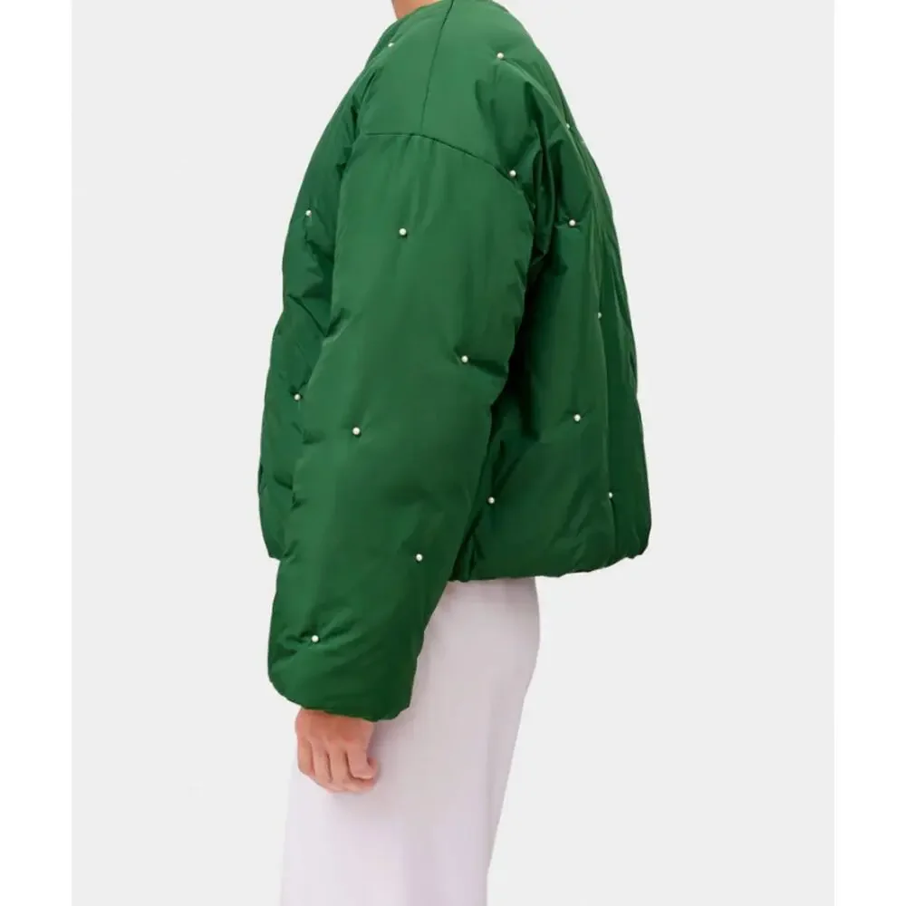 $459 Green Sleeper Pearly Puffy Jacket S/M NWT - Picture 6 of 6